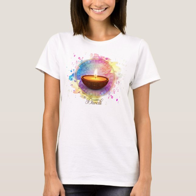 T-shirt Aquarelle colorée Diwali Deepa (Devant)
