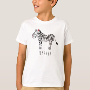 T-shirt Aquarelle Cool du garçon Zebra Safari sous son nom