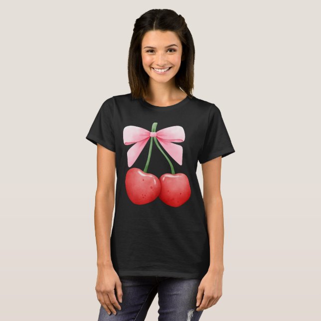 T-shirt Aquarelle Coquette Cerises (Devant entier)