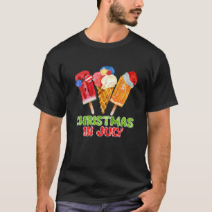 T-shirt Aquarelle Crème glacée Noël En Juillet Été Vaca