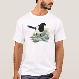 T-shirt Aquarelle Curious Magpie Amusante Oiseau Art