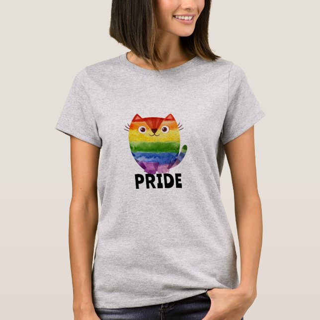 T-shirt Aquarelle Cute Pride Kitty (Devant)
