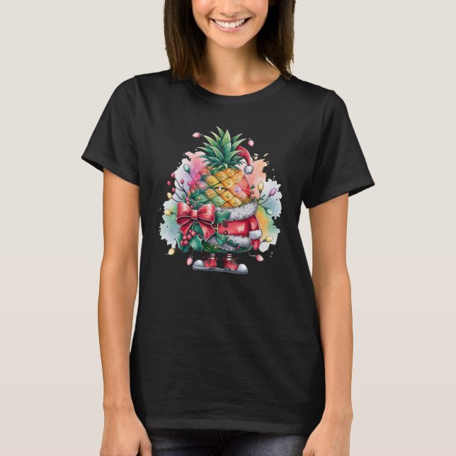 T-shirt Aquarelle d'ananas de Noël (Devant)