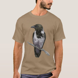 T-shirt  Aquarelle de corbeau à capuchon