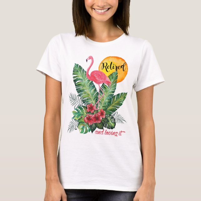 T-shirt Aquarelle de Flamant rose à la retraite (Devant)