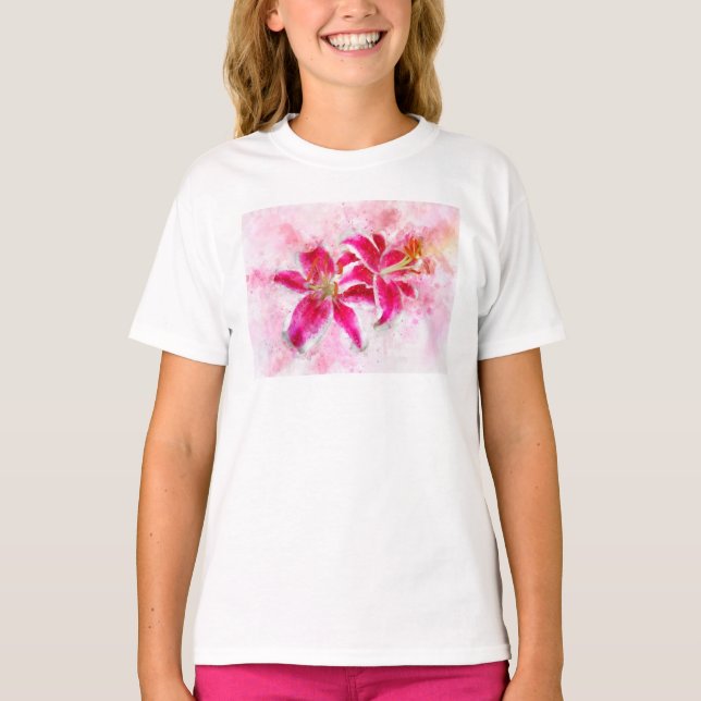 T-shirt Aquarelle de fleur de Stargazer Lily - wb 03 (Devant)