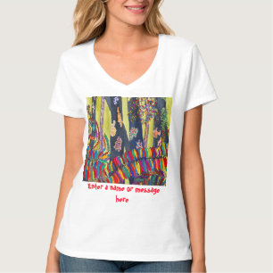 T-shirt aquarelle de forêt brillante amusant whimsical col