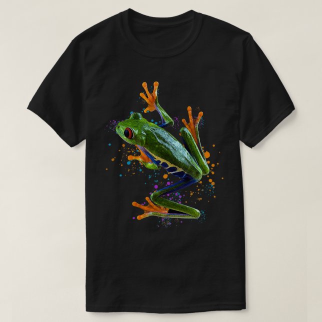 T-shirt Aquarelle de grenouille à arbre rouge Gardien de g (Design devant)