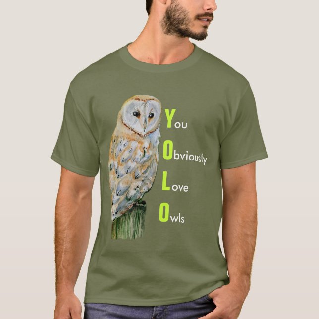 T-shirt Aquarelle de hibou de grange de YOLO (Devant)