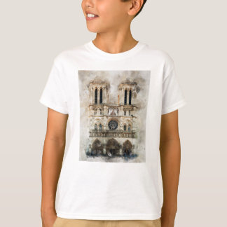 T-shirt Aquarelle de la cathédrale historique Notre-Dame