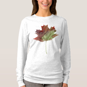 T-shirt Aquarelle de la feuille d'érable d'automne Bourgog
