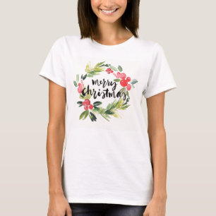 T-shirt Aquarelle de Noël   - guirlande de Joyeux Noël