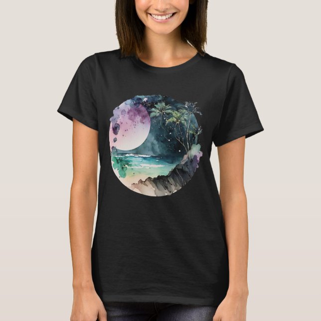 T-shirt Aquarelle de plage tropicale (Devant)