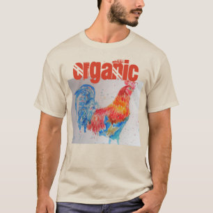 T-shirt Aquarelle de poulet biologique Rooster rouge T Che