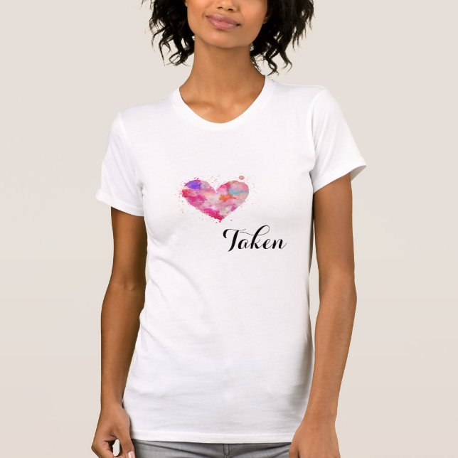 T-shirt Aquarelle d'éclaboussure PRISE par coeur rose (Devant)