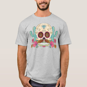 T-shirt Aquarelle Dia de los Muertos Skull & Cactus
