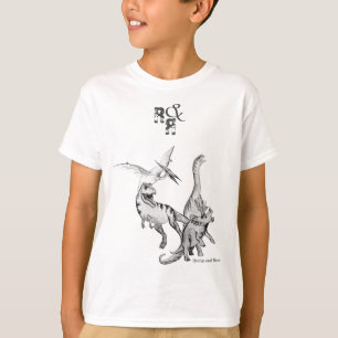 T-shirt Aquarelle Dinosaure Enfants S'ébattent et Rugissen
