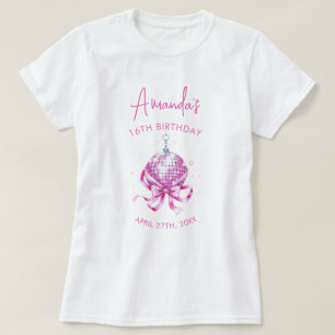 T-shirt Aquarelle Disco Rose Coquette Sweet 16 Anniversair