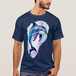 T-shirt Aquarelle Dolphin Art captivant Marine Vie Pai