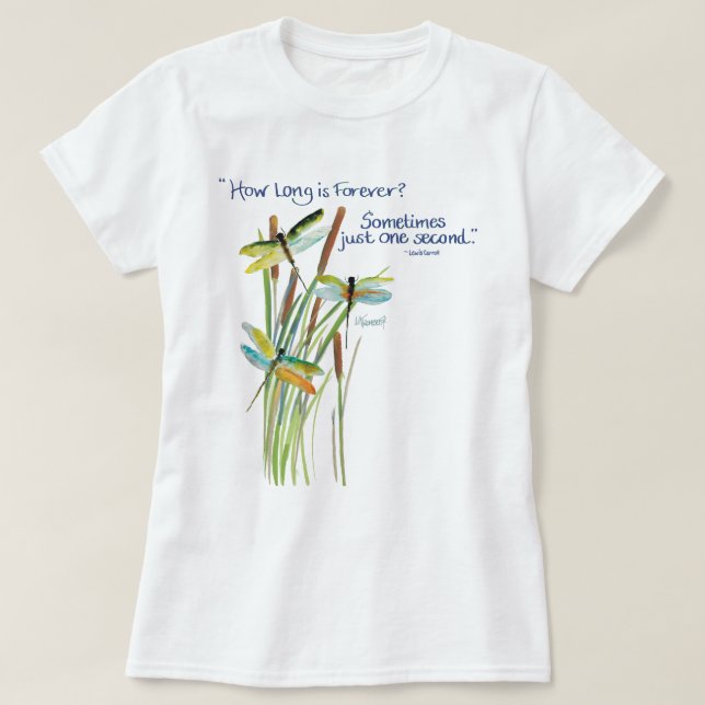 T-shirt Aquarelle Dragonfly avec cote Lewis Carroll (Design devant)