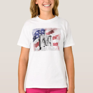 T-shirt aquarelle du Lincoln Memorial avec drapeau américa