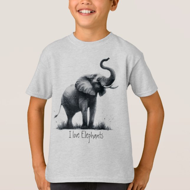 T-shirt Aquarelle Eléphant Africain Animal Nature Art (Devant)