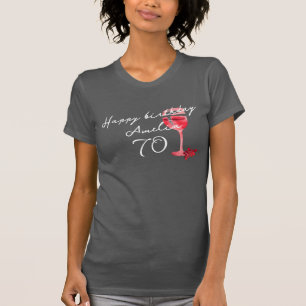 T-shirt Aquarelle en verre de vin rouge 70e anniversaire