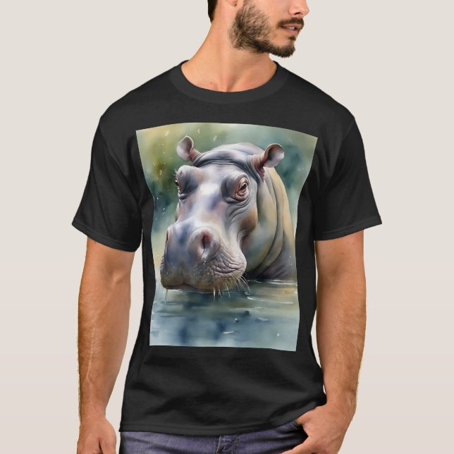 T-shirt Aquarelle Ethereal Hippo (Devant)