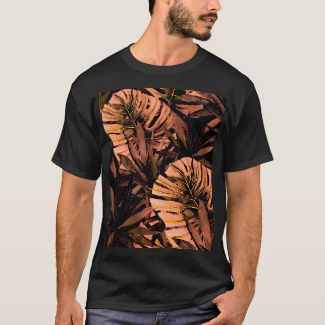 T-shirt Aquarelle feuille tropicale, maillot de bain sans  (Devant)