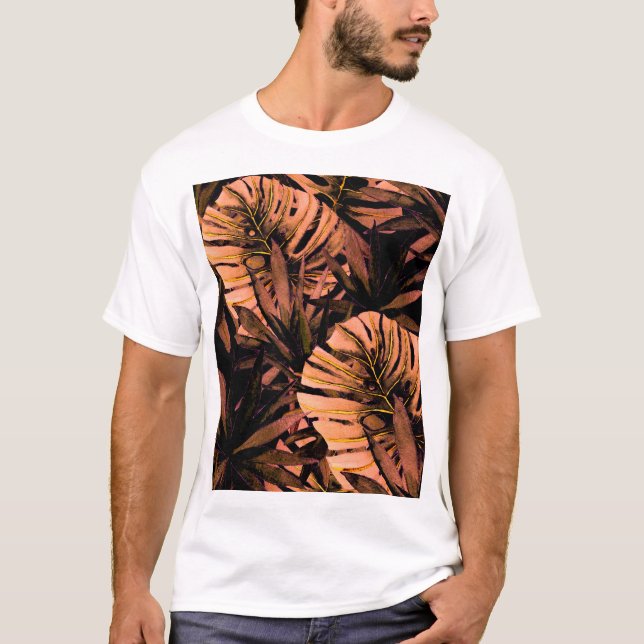 T-shirt Aquarelle feuille tropicale, maillot de bain sans  (Devant)