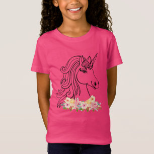 T-Shirt Aquarelle florale licorne