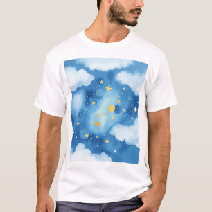 T-shirt Aquarelle Galaxie étoilée avec points forts métall