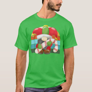 T-shirt Aquarelle Gnome Père Noël Noël Arbre Lumière Noël