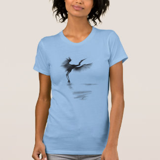T-shirt aquarelle heron sumi-e