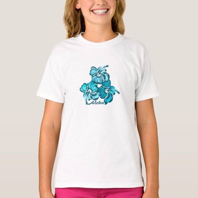 T-shirt Aquarelle Hibiscus Hawaiian Tropical (Devant)