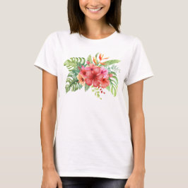 T-shirt Aquarelle Hibiscus tropicaux Fleurs