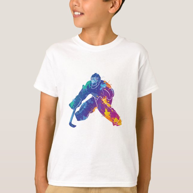 T-shirt Aquarelle Hockey sur glace Goalie (Devant)