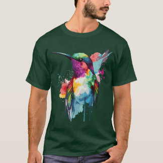 T-shirt Aquarelle Hummingbird Colorée Bird Watcher frien