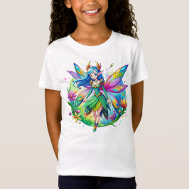 T-Shirt Aquarelle Imaginaire Fée avec ailes arc-en-ciel