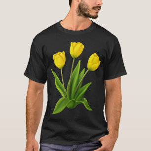 T-shirt Aquarelle jaune Tulip Floral Fleur Bouquet Spri