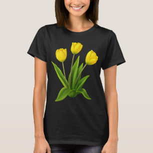 T-shirt Aquarelle jaune Tulip Floral Fleur Bouquet Spri