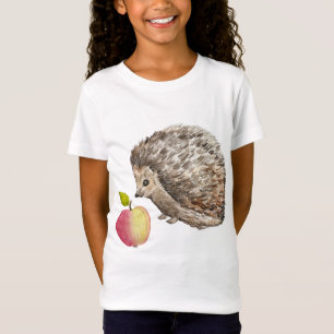 T-Shirt Aquarelle joli hérisson et pomme