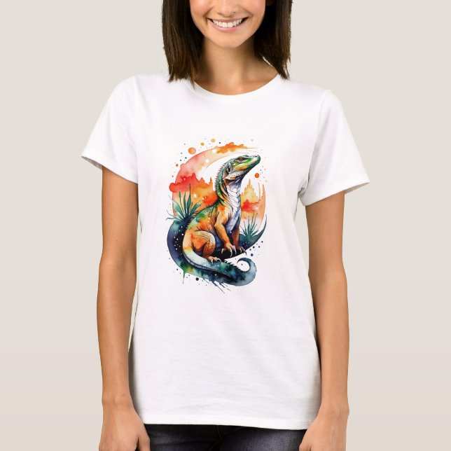 T-shirt Aquarelle Komodo Dragon (Devant)