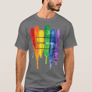 T-shirt Aquarelle L'amour gagne Rainbow Peinture Typograph