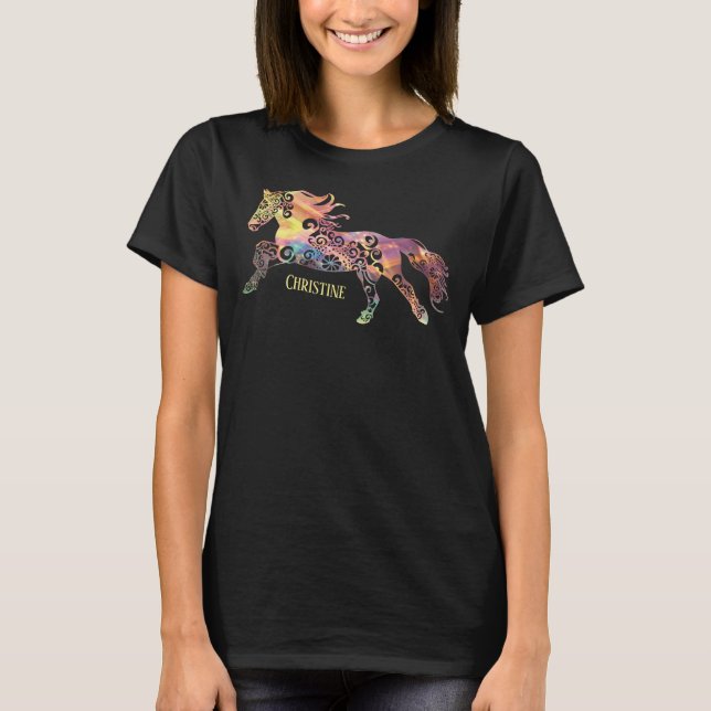 T-shirt Aquarelle Mandala Horse Art Design (Devant)