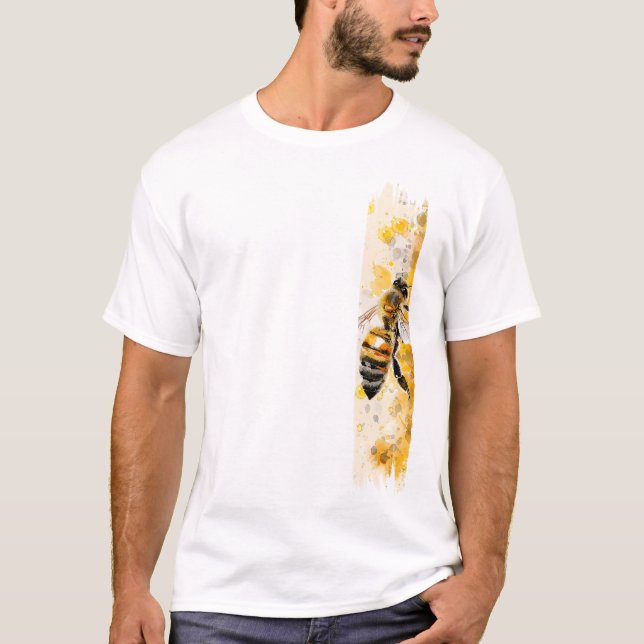 T-shirt Aquarelle Miel Abeille Brosse (Devant)