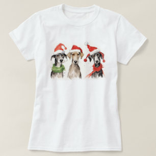 T-shirt Aquarelle mignonne fourrage de chien et Noël brill