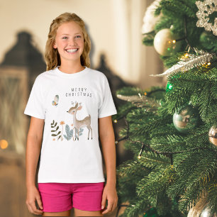 T-shirt Aquarelle minimaliste Cerf et Papillon