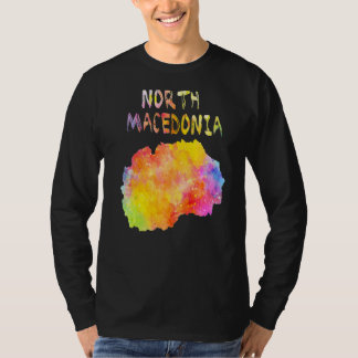 T-shirt Aquarelle multicolore Nord Macédoine Carte numériq
