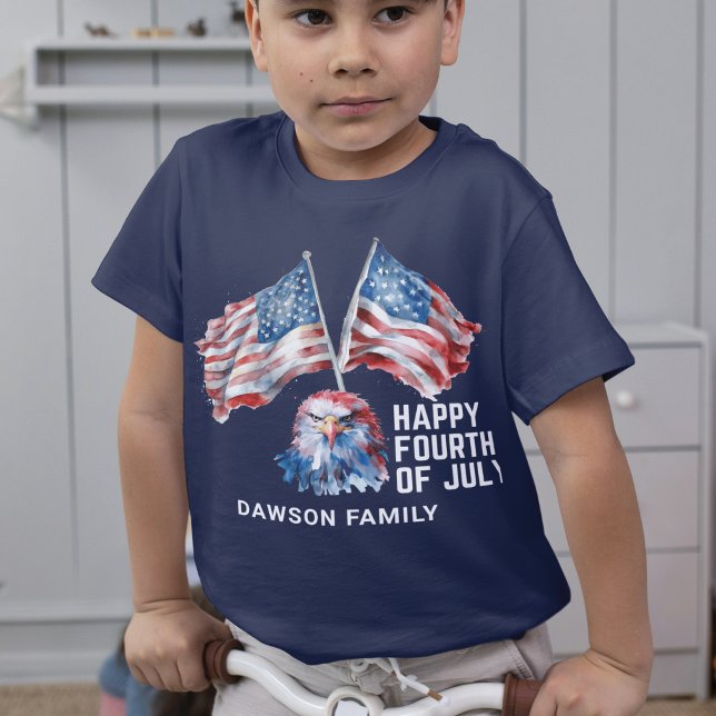 T-shirt Aquarelle Nom de famille 4 juillet personnalisée (Créateur téléchargé)